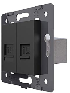 Innenleben RJ45 Netzwerkdose CAT7 DURCHGANG Patch VL-PATCH-2CAT7 (Schwarz)