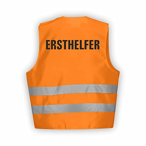 Fassbender-Druck WARNWESTEN - Sicherheitsweste GELB Warnweste nach EN ISO 20471 zertifiziert - Warn Weste für ERSTHELFER- Unisex mit hochwertigem Reflektorstreifen