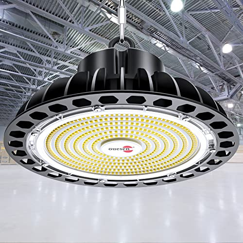 Lámpara de techo LED industrial de 200 W, superbrillante, 28000 lm, adecuada para interiores y exteriores, colgar en un alto espacio para taller, garaje, almacén, 5000 K, blanco frío