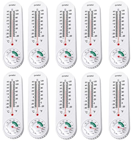 Lot de 10 thermomètres muraux hygromètre pour élevage, serre, lecteur de température domestique