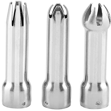 Set di 3 punte per tubazioni grandi, punte per glassa in acciaio inossidabile, kit per tubazioni glassa, accoppiatore per sac à poche, strumenti per decorare torte di pasticceria per cupcake, torte, d