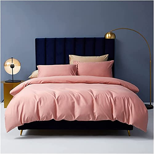 BONOOL Morbido set di 4 lenzuola da letto 4 pezzi in raso/raso trapunta/copripiumino completo/queen size set di lusso in cotone setoso 300TC a fibra lunga (polvere 200 x 230)