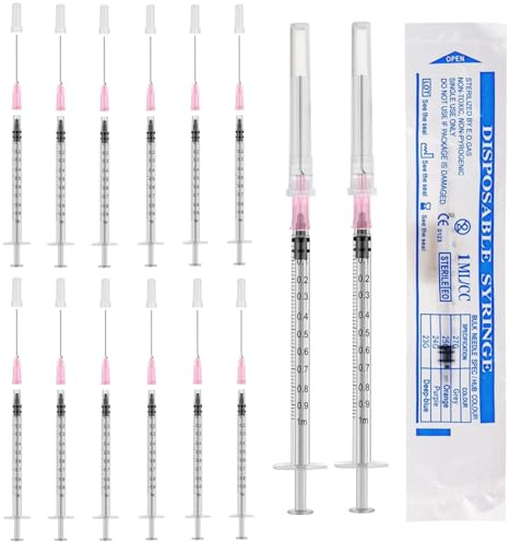 12 Stück Spritze mit Nadel 1ml Verschluss Sterile und Einzeln Verpackte | 1ml Spritze mit Nadel für Wissenschaftslabore Nachfüllen und Messen Öl Klebstoffapplikator von Flüssigkeiten Füttern