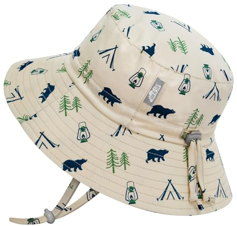 JAN & JUL Foldable Cotton Bucket Hat for Toddler Kids, UV Protection (L: 2-5T, Bear Camp)