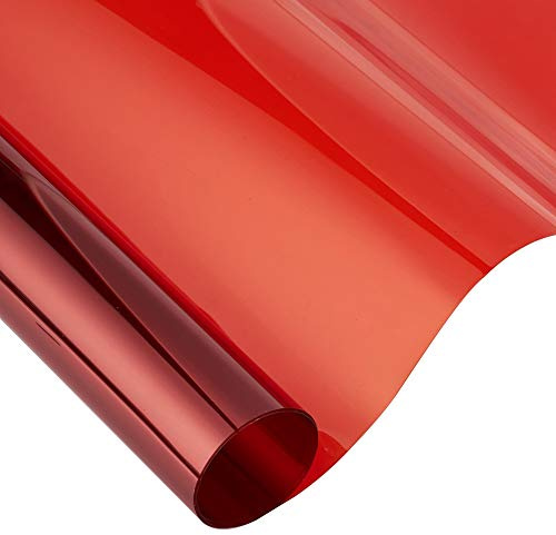Blueshyhall Fensterfolie, 50 x 300 cm Tönungsfolie Fenster Orange Transparent, Fensterfolie Isolierend Gegen Kälte UV Hitzeschutz Selbsthaftend, Fensterfolie Sonnenschutz für Fenster, Haus, Büro