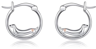 Dackel Ohrringe Sterling Silber Dackel Creolen Niedliche Hund Schmuck Geschenke für Frauen Mädchen
