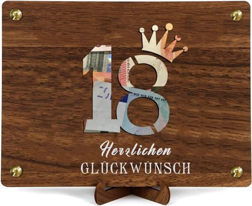 Geldgeschenk 18. Geburtstag, Happy Birthday - Geschenke aus Holz, Geldgeschenke Verpackung mit Geburtstagskarte, 18. Geburtstag Junge & Mädchen