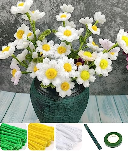 YOOTOM Gänseblümchen Blumenstrauß Pfeifenreiniger Blumenset, 310 Pfeifenreiniger Chenilledraht Pfeifenreiniger Chenille Stiele Blume