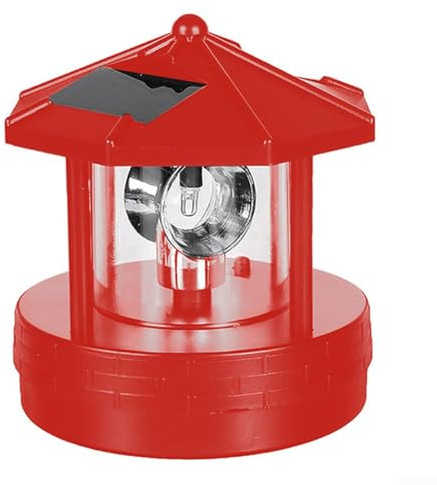 Faro solare rotante, faro a LED a energia solare, luce di strada impermeabile con rotazione di per 360 gradi, per esterni, giardino, prato (rosso)