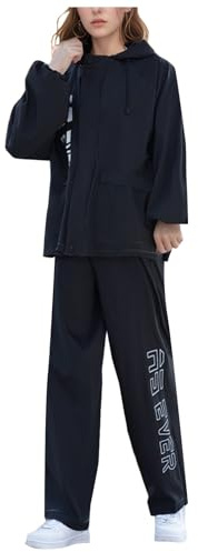 KBOPLEMQ Hombres/Mujeres Impermeable Chaqueta de lluvia y Pantalones Traje Chubasquero Moto Chubasquero ligero+Pantalones de lluvia Conjunto Traje de lluvia Abrigo a prueba de viento Transpirable