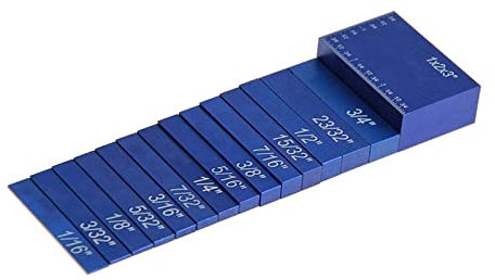 Höhenmessblöcke, Router Table Setup Bars, 15-teiliges Setup-Stangen aus Aluminium for Zubehör for Fräser und Tischkreissägen, 1/16 Zoll, for schnellen Einrichten der Holzbearbeitung und Messen(Blu)