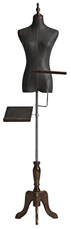 Schaufensterpuppe, Schneiderpuppe zur Präsentation, weiblich, höhenverstellbar, Halbkörper-Torso, Modellständer mit Holzstativ, Boutique-Shop, Schwarze Schaufensterpuppe (ohne Arme