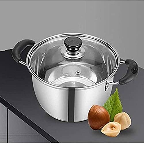 XUEXUDO Pentola per zuppa Pentola per casseruola Pentola per zuppa Antiaderente in Acciaio Inossidabile addensata Padella per Non Fumatori Pentola per Latte con Doppio Manico Pentola per Il Latte