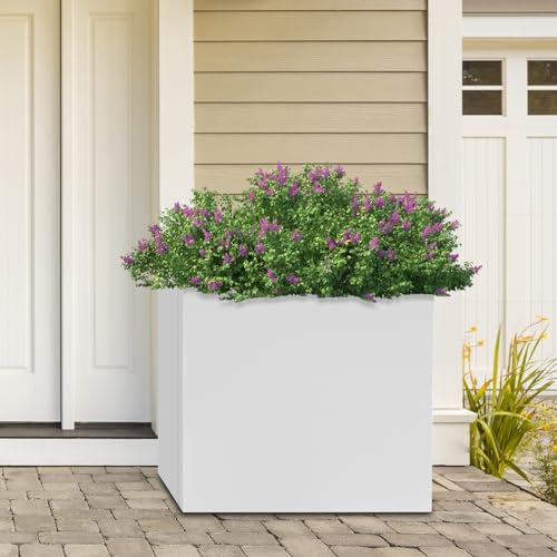 Esyogen Fioriera da 60 cm, a forma di cubo per interni ed esterni, grande fioriera, vaso per semina/propagazione, vaso quadrato per esterni, fioriera in acciaio per giardini, ingressi, terrazze