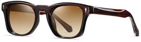JRLLFD Lunettes polarisées de luxe pour femmes et hommes, style rétro, rivets, punk, verres transparents dégradés, lunettes Uv400 (taille unique/dégradé de thé marron)