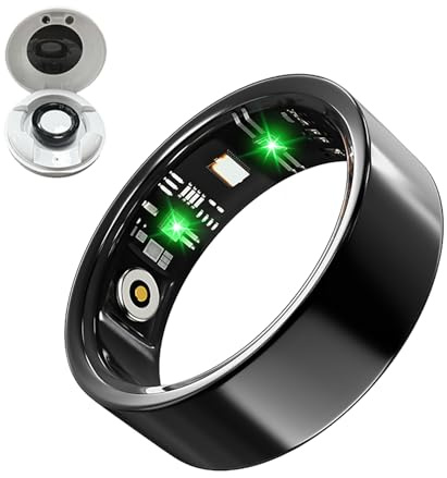 LONGLU Anillo inteligente para hombres y mujeres, anillo de seguimiento de fitness con frecuencia cardíaca, presión arterial, oxígeno en sangre, sueño, deporte, IP68 impermeable, rastreador de salud