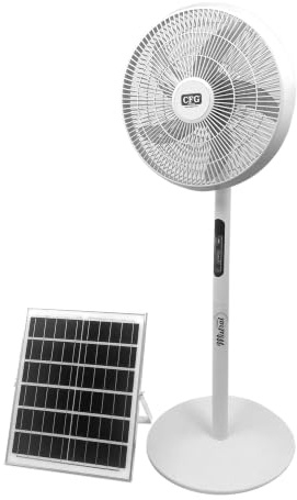 CFG - Ventilatore a Piantana Solare Portatile con Powerbank Integrato | Ventilatore con Telecomando e Cavo USB-C, Ricarica a Pannello Solare, Alimentatore, Power Bank, 3 Velocità, Autonomia Max 13h