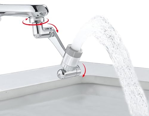 1080° Swivel Faucet Extender, 2 Sprayer Modes, Universal 360° Swivel Multifunctional Aerator, Sink Water Faucet Extension Filter, Kitchen Bathroom, Robotic Arm in Brass.
