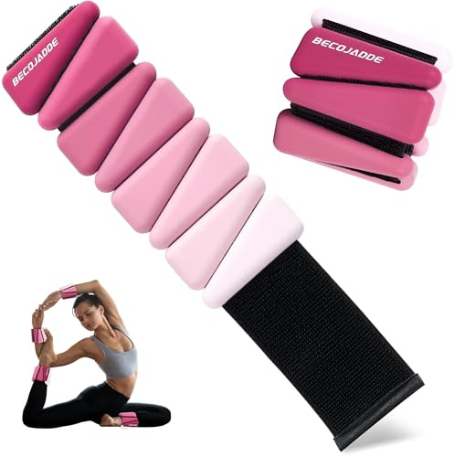 BECOJADDE Ankle Weights Set von 2 (Je 0.45kg / 0.9kg) für Frauen Männer Gewichtsmanschetten für Beine und Arme Adjustable Handgelenk Gewichte for Home Pilates Joggen Walking Workout Yoga