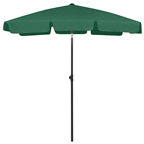 Gecheer Parasol de Plage vert 180x120 cm, Parasol de Jardin Pare-Soleil Pliable pour Terrasse, Balcon, Plage