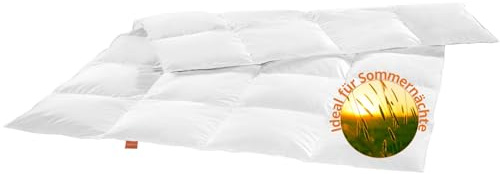 sleepling Sommer Daunendecke 155x220 cm, Leichte & Dünne Sommerdecke | Sommerbettdecke, Daunen & Feder Bettdecke 155 x 220 cm, Sommerdaunendecke, 100% Baumwolle, Made in EU, OEKO-TEX, Waschbar