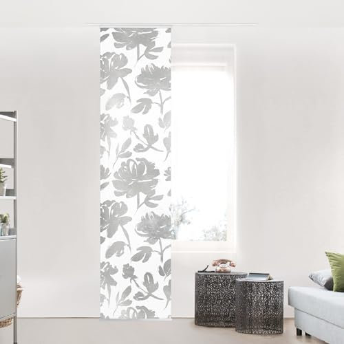 micasia Schiebegardine halbtransparent 60er Paneel Klett Muster Textil lichtdurchlässig - Motiv Modern Flächenvorhang Silber Wohnzimmer Schlafzimmer 2519 (60x250 cm - 1 St.)