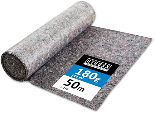 STROXX – Malervlies 1 x 50m mit 180g/m² – Abdeckvlies in Profi-Qualität mit PE Anti-Rutsch Beschichtung – extra starkes Schutzvlies – mehrfach verwendbar