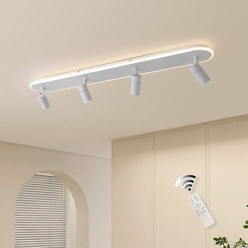 GEADI Modern LED Deckenleuchte 110CM, 58W Weiß Deckenlampe Dimmbar | 4 leuchten Einstellbar Deckenleuchten, Wohnzimmerlampe Decken, Lang Deckenstrahler für Flur, Schlafzimmer, Esstisch, Küchen