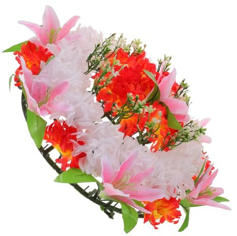 HEALEEP Künstlicher Trauerkranz Fürs Grab Aus Hochwertigen Kunstblumen Friedhofskranz Für Beerdigungen Zarter Blumenkranz Mit Natürlichen Details