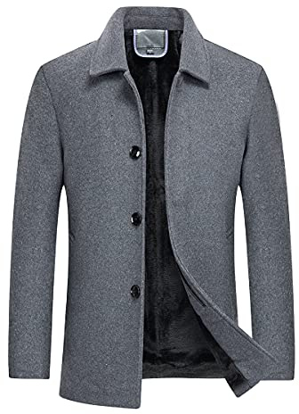 YOUTHUP Cappotto Invernale da Uomo Cappotti Corto in Lana Elegante Trenchcoat Outerwear a Vento, Grigio, XL