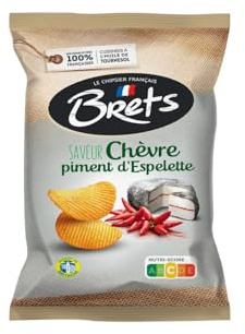 Patatas Fritas Sabor Queso de Cabra y Pimienta de Espelette BRET'S - 10 Paquetes de 125 g