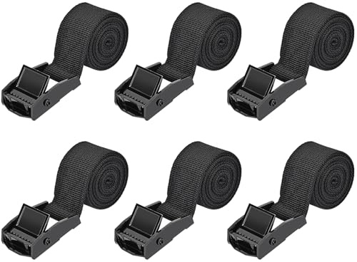 0.5M Correa de Amarre 6 Piezas Cinchas Amarre con Correas Tensoras Presión | Máximo 250 kg, Correa Negro para Portaequipajes de Coche, Portabicicletas, Surf, Bicicleta
