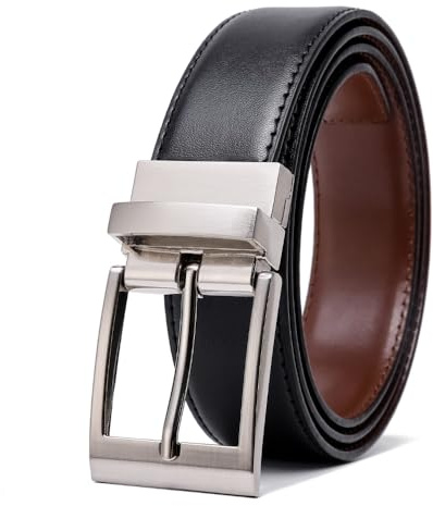 FOMAX Gürtel Herren Ledergürtel 2-in-1 WendeGürtel Schwarz Braun