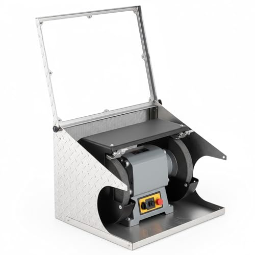 Zonon Aluminum Bench Grinder Eye Shield 20 x 16 X15 Inch Enclosed Universal Safety Mask Plexiglass Guard for Sparks and Dust Guard Accessories for Most Bench Grinders