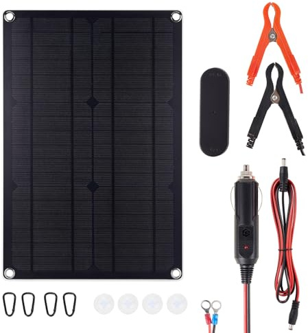Sunydog Mainteneur de Chargeur de Batterie Solaire à Haute efficacité, Chargeur Maintien Panneau Solaire 20 W pour Camion, Voiture, Bateau, Compagnon D'aventure en Plein Air Longue Durée