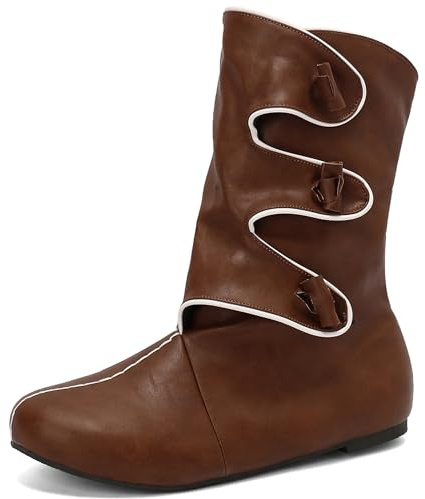 Bviennic Botines Mujer Plano Casual Punta Rojoonda Sin Cordones Slouch 2774 Amarillo Talla 35 Eu