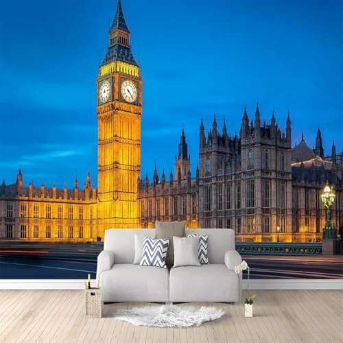 Fotomurales Decorativos Pared Londres 3D Mural Autoadhesivo Pared Arquitectura Urbana Papel Pintado Tela de Seda Papel Tapiz Panorámico 200x140 cm B-0262