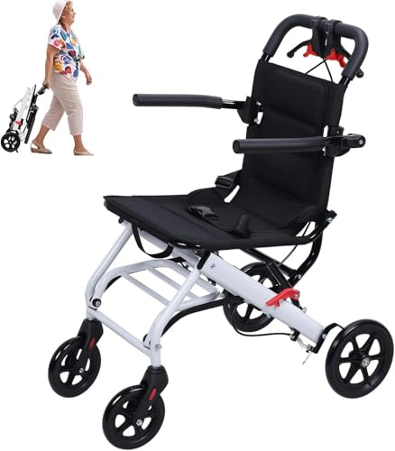 Wheelchair Lightweight Folding, Wheel Chairs for Adults, Foldable Wheelchairs for Adults with Armrests and Footrests, for Elderly Aircraft Travel