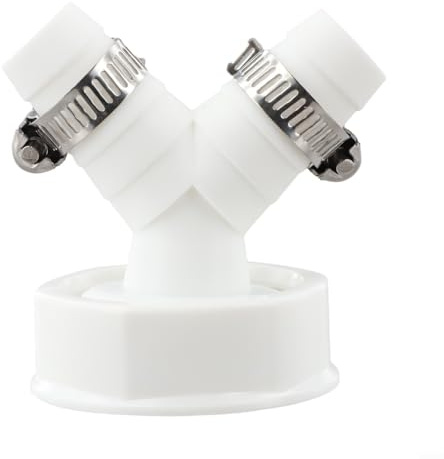 Eawfgtuw Y Hose Adapter for Washing Machine and Dishwasher, 1 1/2 Inch Double Outlet Connector with Clips for Sink Siphon Drainage