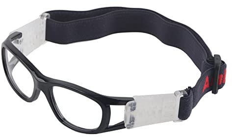 lyrlody Lunettes de Basket-ball, Lunettes de Sport pour Enfants, Verres de Protection Réglables en Polycarbonate avec Verres Interchangeables pour Basket-ball, Football, Cyclisme (5-15