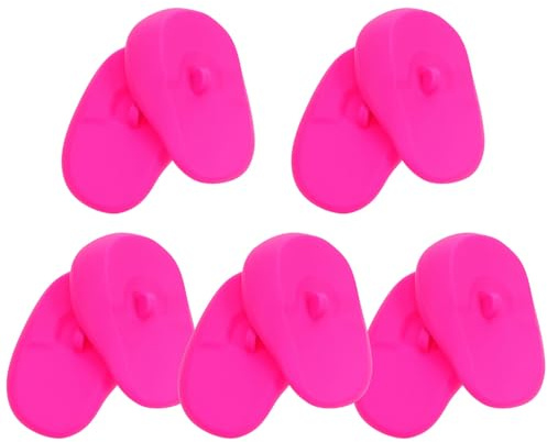 Cabilock Tapones de Ducha para Orejas de Silicona Impermeables 10 Piezas (5 Pares) Color Rosa Fucsia para Protección Auditiva al Teñir y Lavar el Cabello en Salón y Hogar