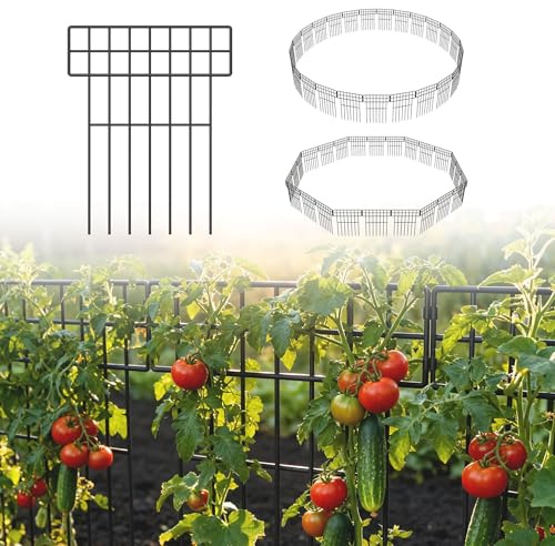 UISEBRT 10 Stück Dekorative Gartenzaun aus rostfreies Metall, Steckzaun ohne Graben,Metallzaun Tierzaun Beetzaun zum stecken,kleiner zaun für Außenbereich Hunde Kaninchen,42x32 cm