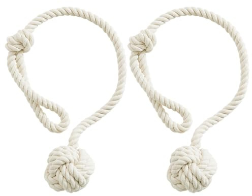 NDLHXKFRP Sujeta Cortinas, Alzapaños De Cortina Trenzado Algodón Beige 2 Piezas 63cm