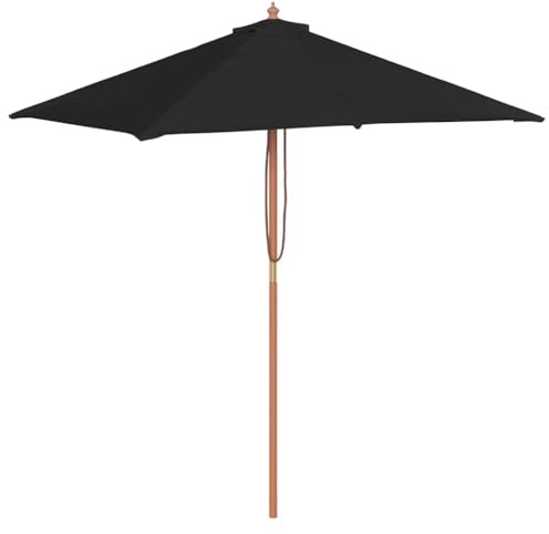 Mokuyary Ombrellone da giardino con palo in legno nero, 150 x 200 cm, ombrellone da esterno per terrazza, piscina, spiaggia, ristoranti, balcone