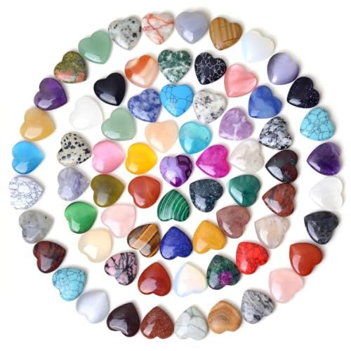 Cristales a granel, rocas en forma de corazón de 35 piezas, cristales a granel de piedras preciosas naturales para manualidades de bricolaje, color aleatorio, 0, 79 × 0, 79 ×, 24 pulgadas.