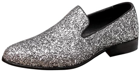 Mocassini da uomo luccicanti glitterati senza lacci, lucidi, scarpe da ballo alla moda, per matrimoni, feste, serate, fumo, eleganti calzature da discoteca