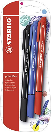 STABILO - Filzschreiber - pointMax | 3er Pack, ultramarinblau, schwarz, karmin
