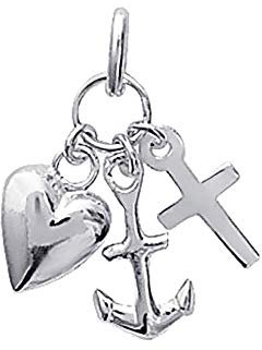 NKlaus Silber 925er Sterlingsilber Ketten Anhänger Glaube Liebe Hoffnung - Glücksbringer 5087