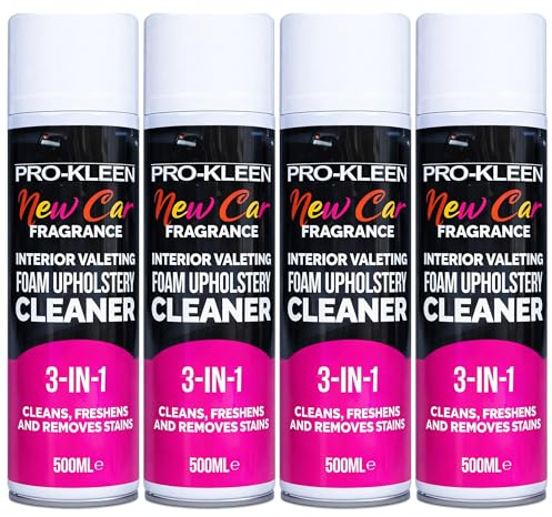 Pro-Kleen Interior Valeting Foam Upholstery Cleaner - 3-in-1 Formula to Deeply Clean, Remove Stains and Eliminate Odours - New Car Fragrance (4 x 500ml)