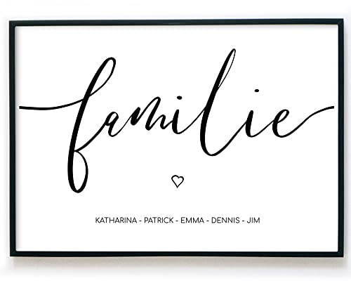 Poster Familie – Namen Bild Personalisiert - Kreuzworträtsel - Typographie/Quote - personalisiertes Geschenk - Zuhause - Familienposter - ohne Rahmen (Din A4 (21x29,7cm), Familie Quer)